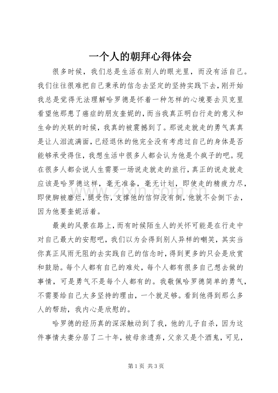 一个人的朝拜心得体会.docx_第1页