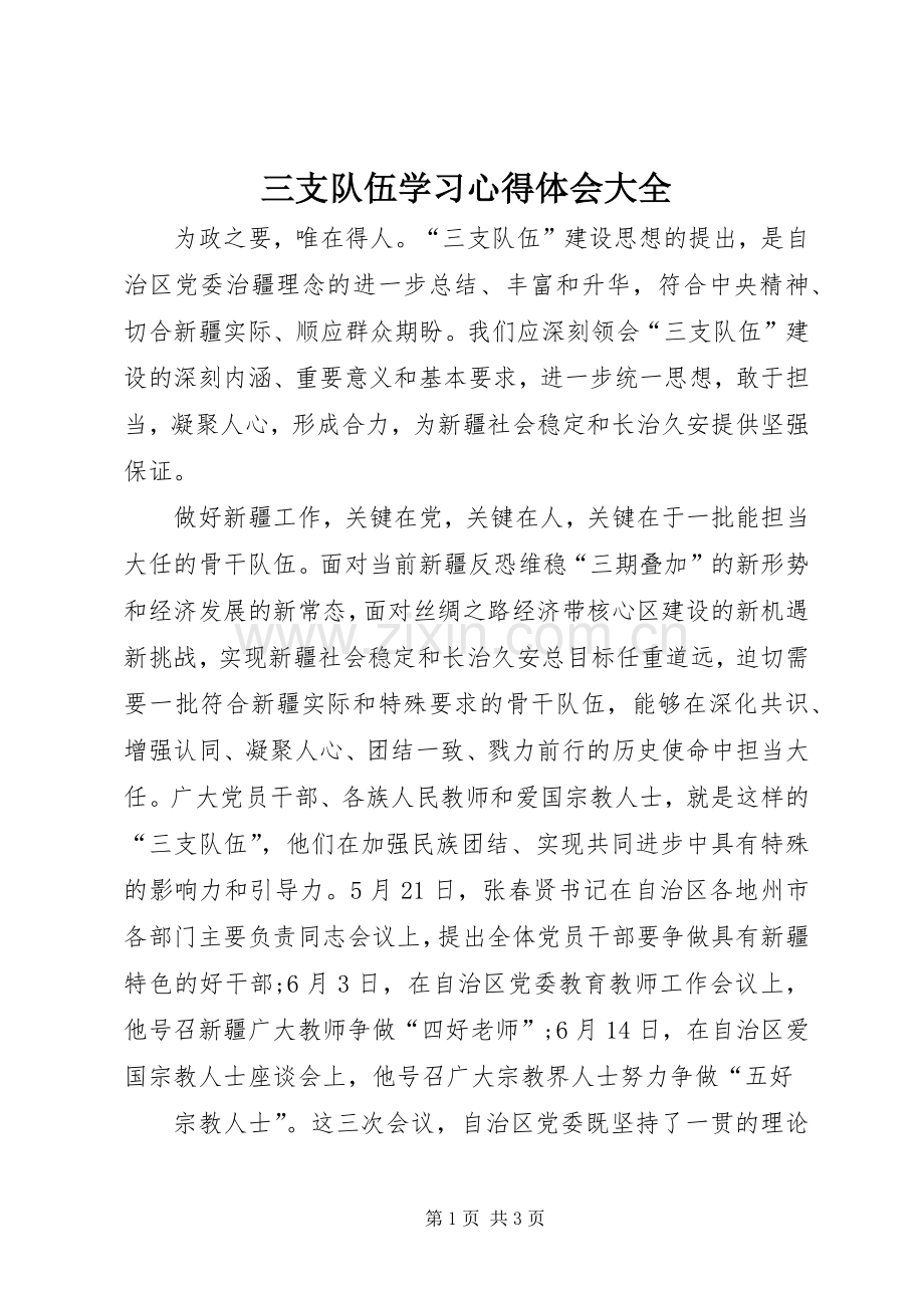 三支队伍学习心得体会大全.docx_第1页