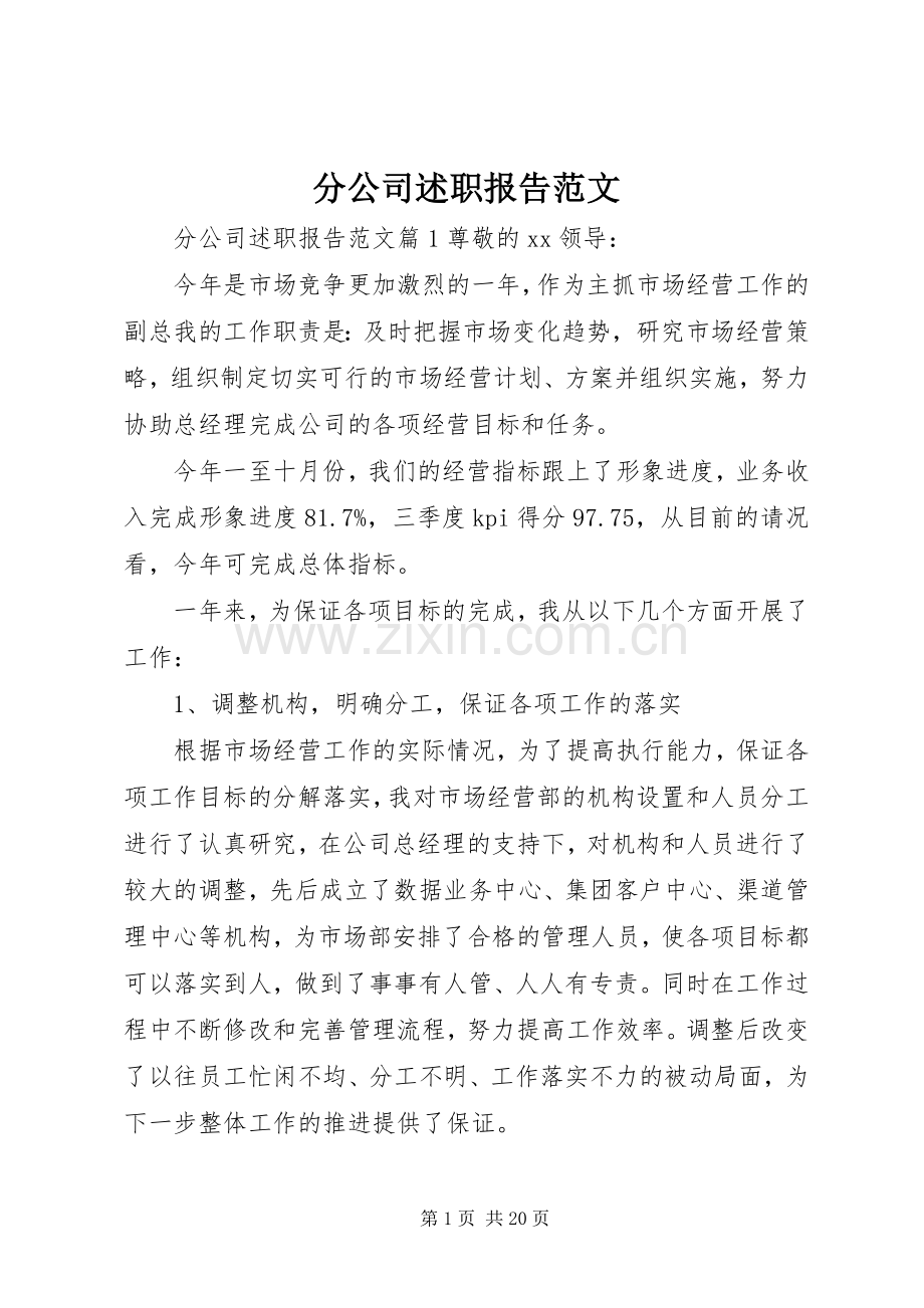 分公司述职报告范文.docx_第1页