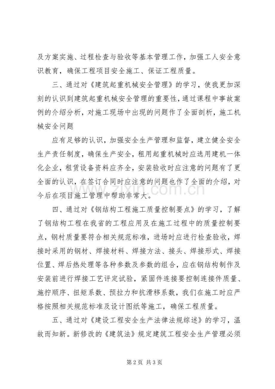 20XX年福建二级建造师继续教育培训学习心得.docx_第2页