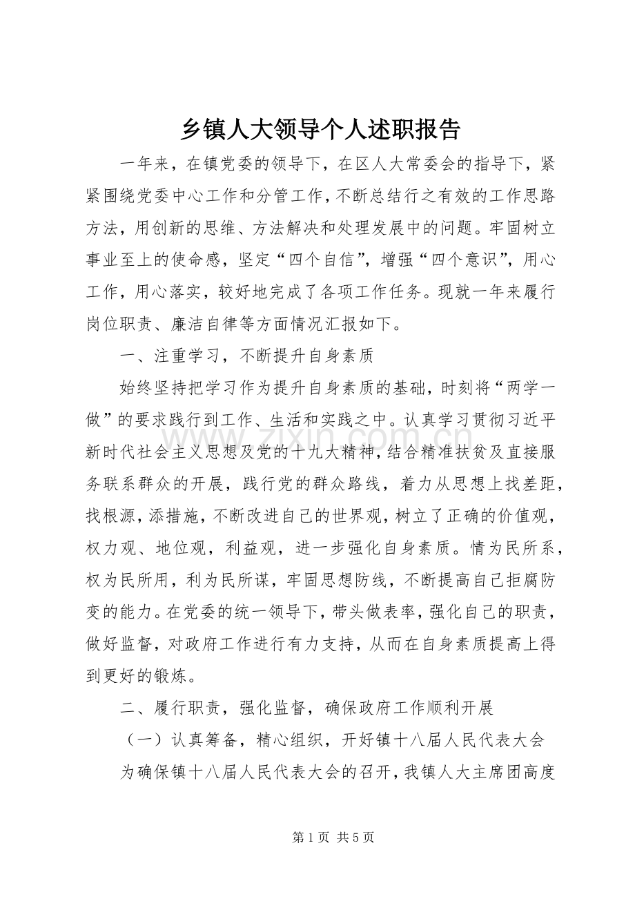 乡镇人大领导个人述职报告.docx_第1页