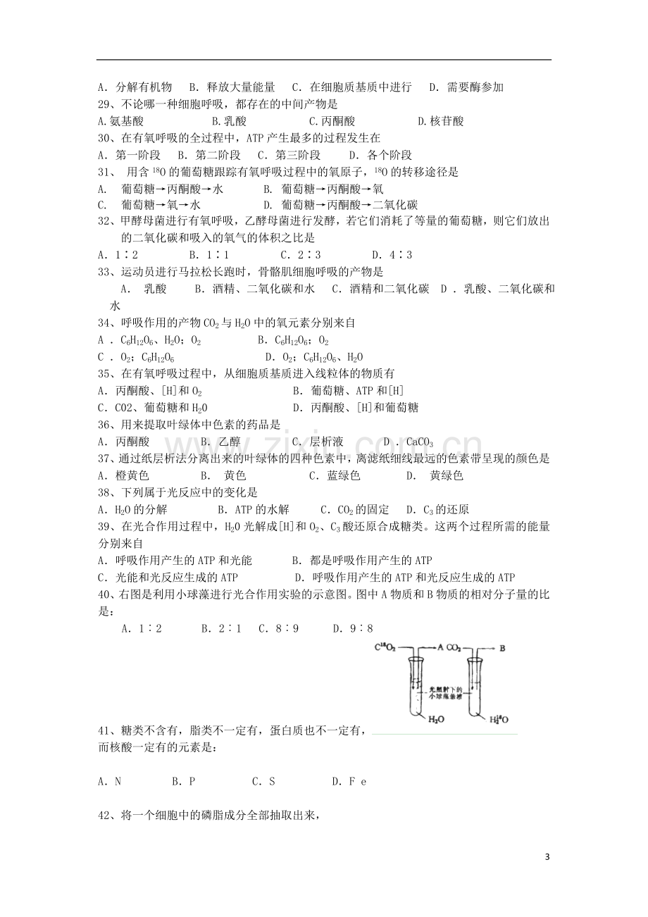 浙江省桐乡市2012-2013学年高二生物上学期期中试题-理-浙科版.doc_第3页