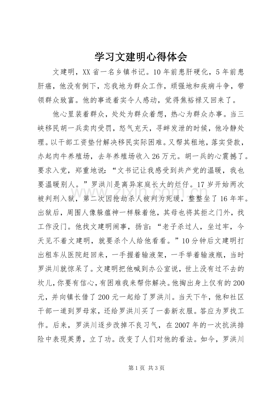 学习文建明心得体会.docx_第1页