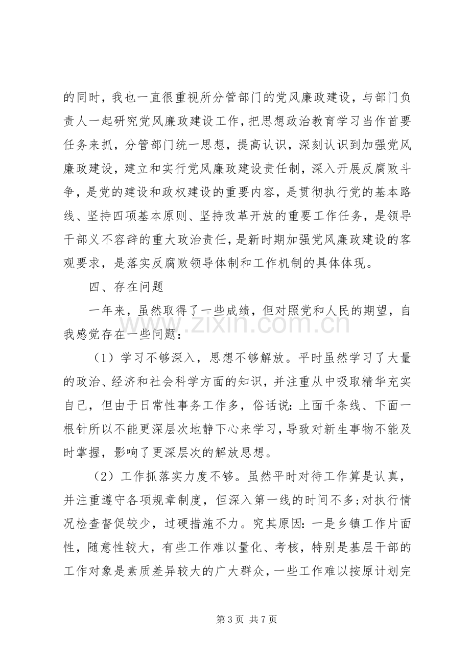 XX年上半年乡镇领导个人述职述廉报告范文.docx_第3页