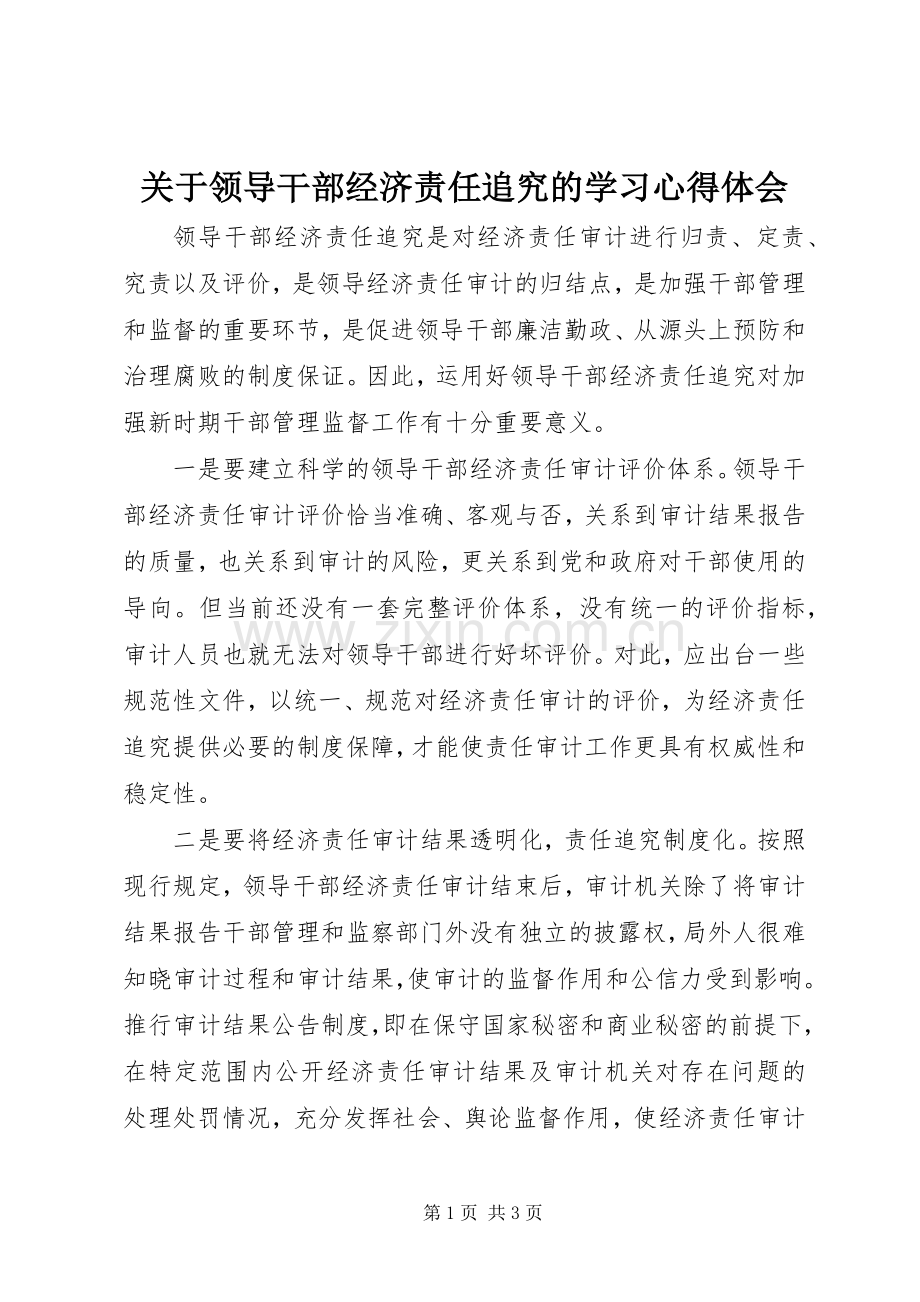 关于领导干部经济责任追究的学习心得体会.docx_第1页