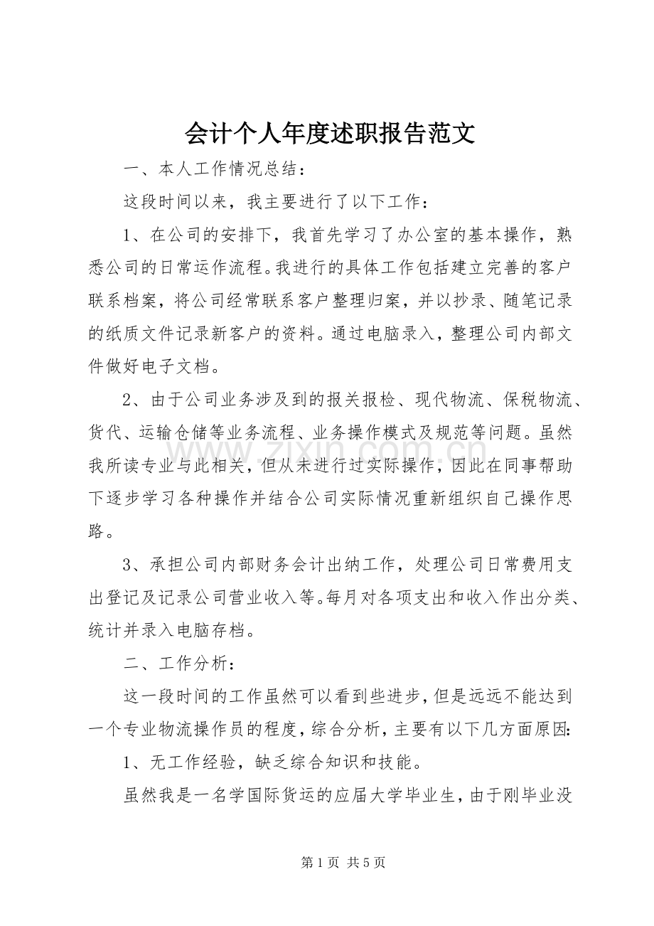 会计个人年度述职报告范文.docx_第1页