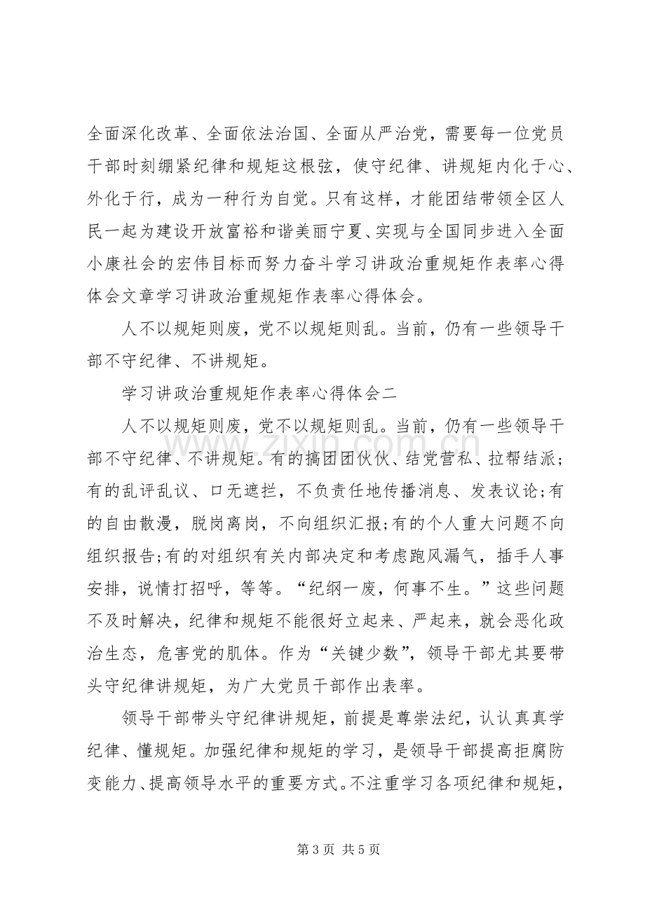 学习讲政治重规矩作表率心得体会.docx_第3页