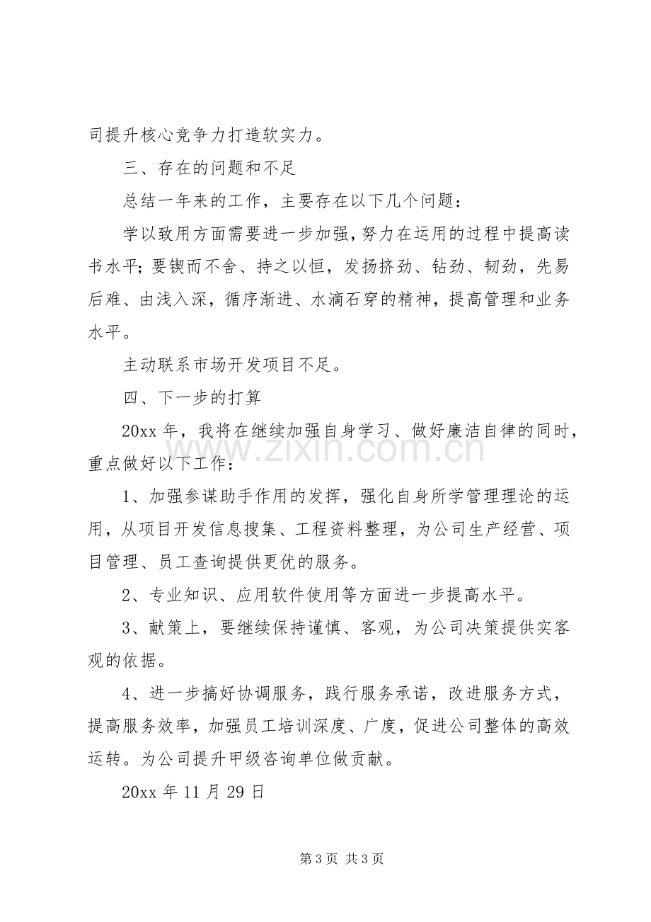 咨询公司副总经济师述职述廉报告.docx_第3页