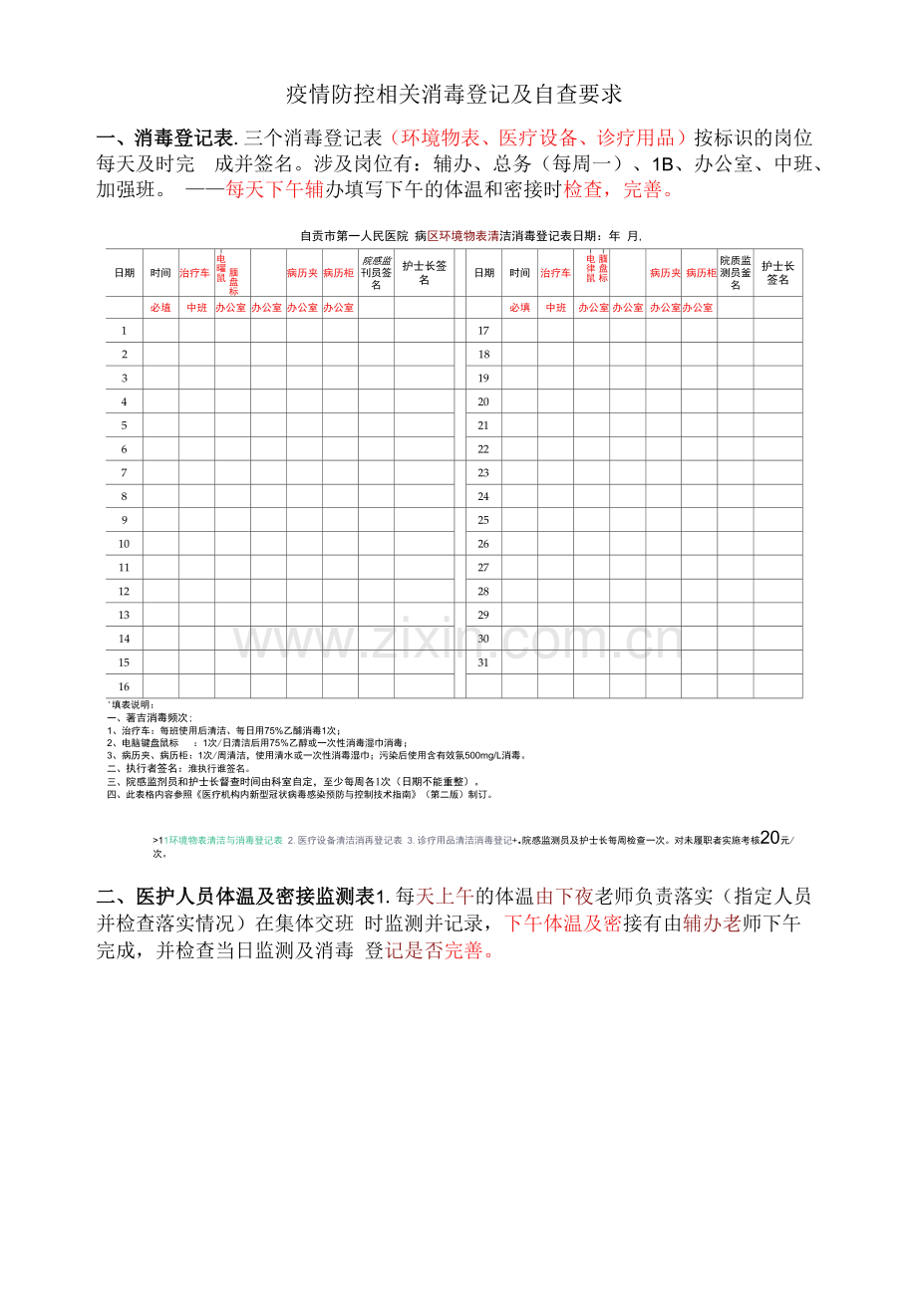 疫情防控相关消毒监测及每日督查管理要求.docx_第1页