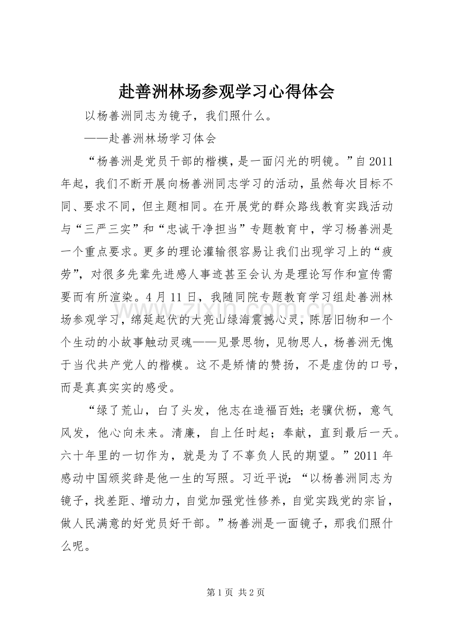 赴善洲林场参观学习心得体会.docx_第1页