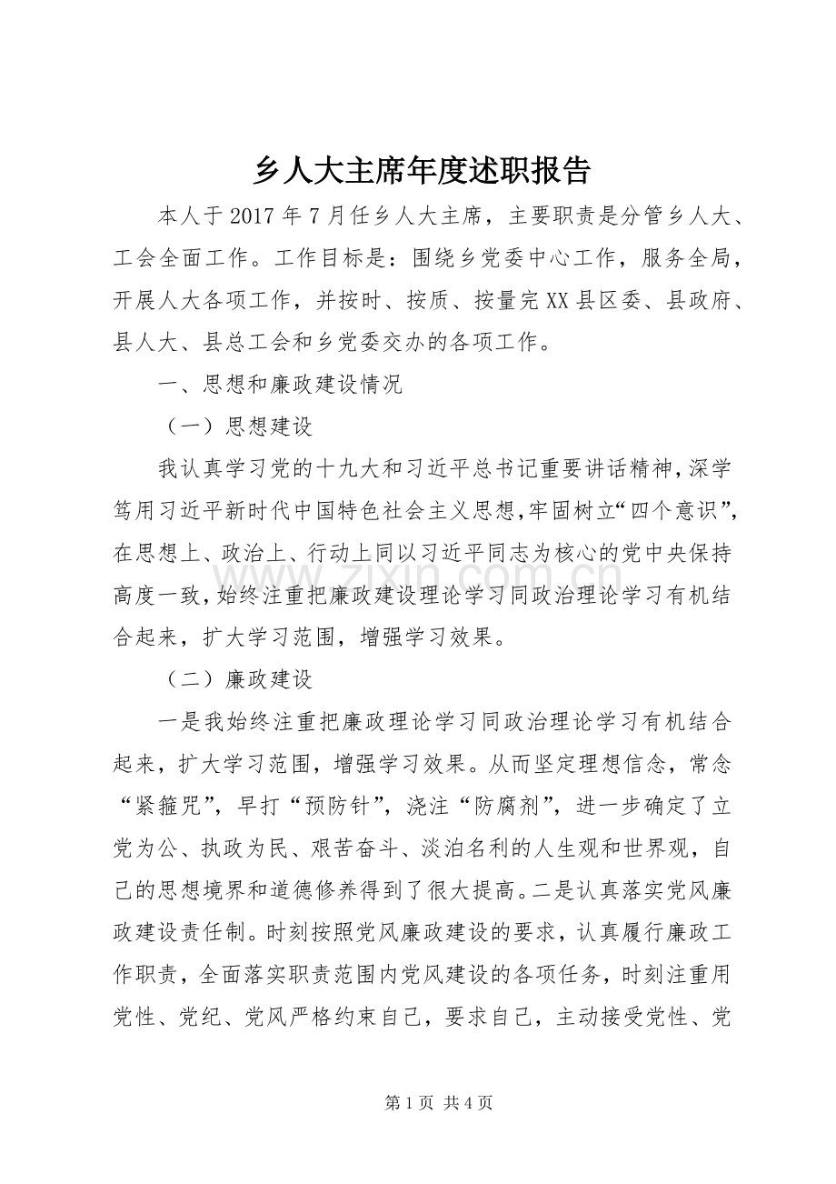 乡人大主席年度述职报告.docx_第1页