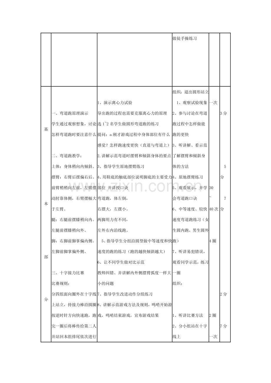 小学体育水平三速度与平衡----弯道跑教学设计、教案、教学反思.doc_第3页