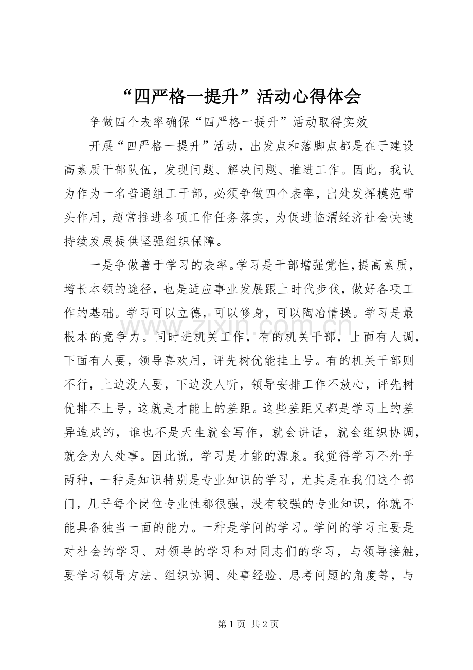 “四严格一提升”活动心得体会.docx_第1页