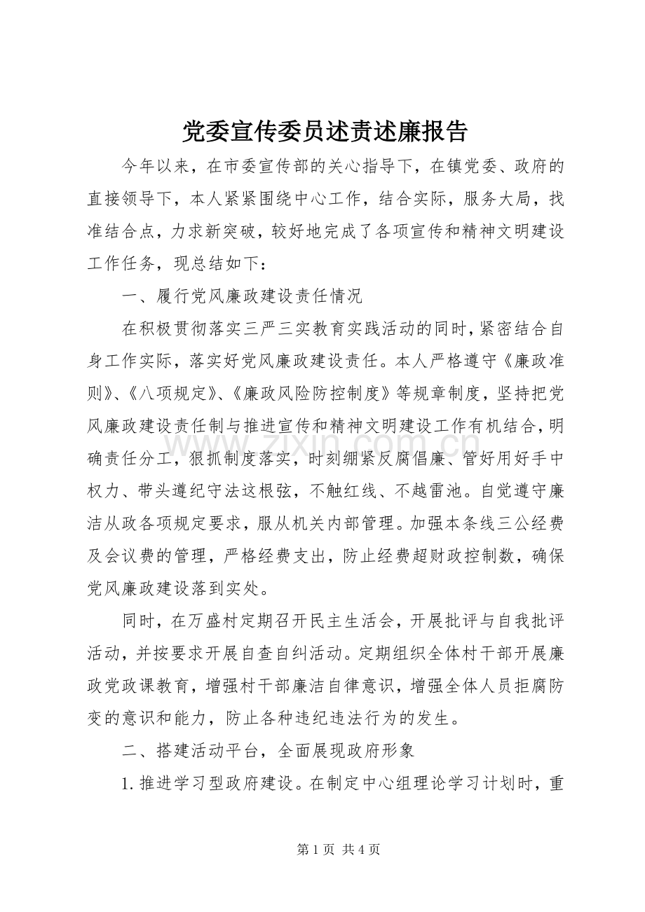 党委宣传委员述责述廉报告.docx_第1页