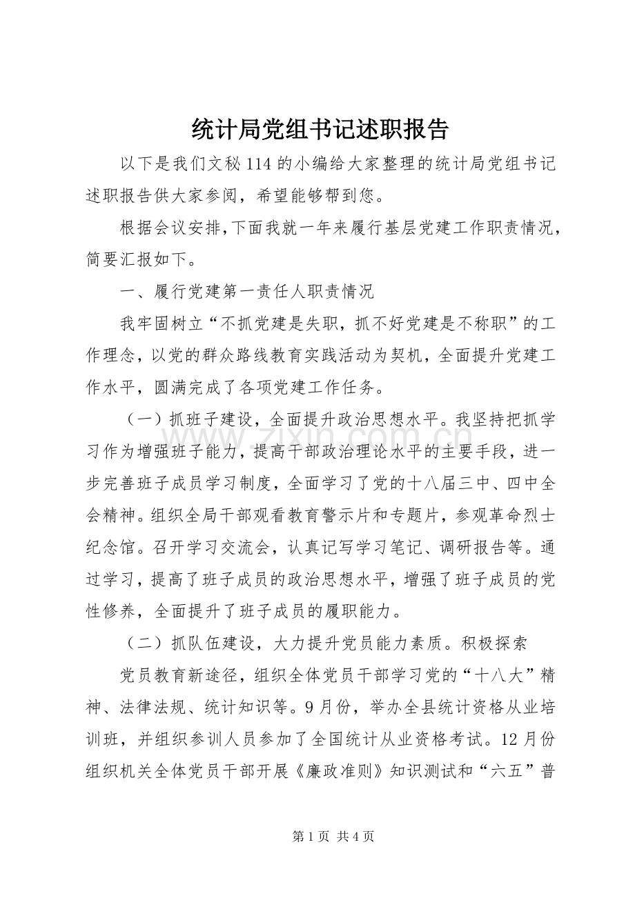 统计局党组书记述职报告.docx_第1页