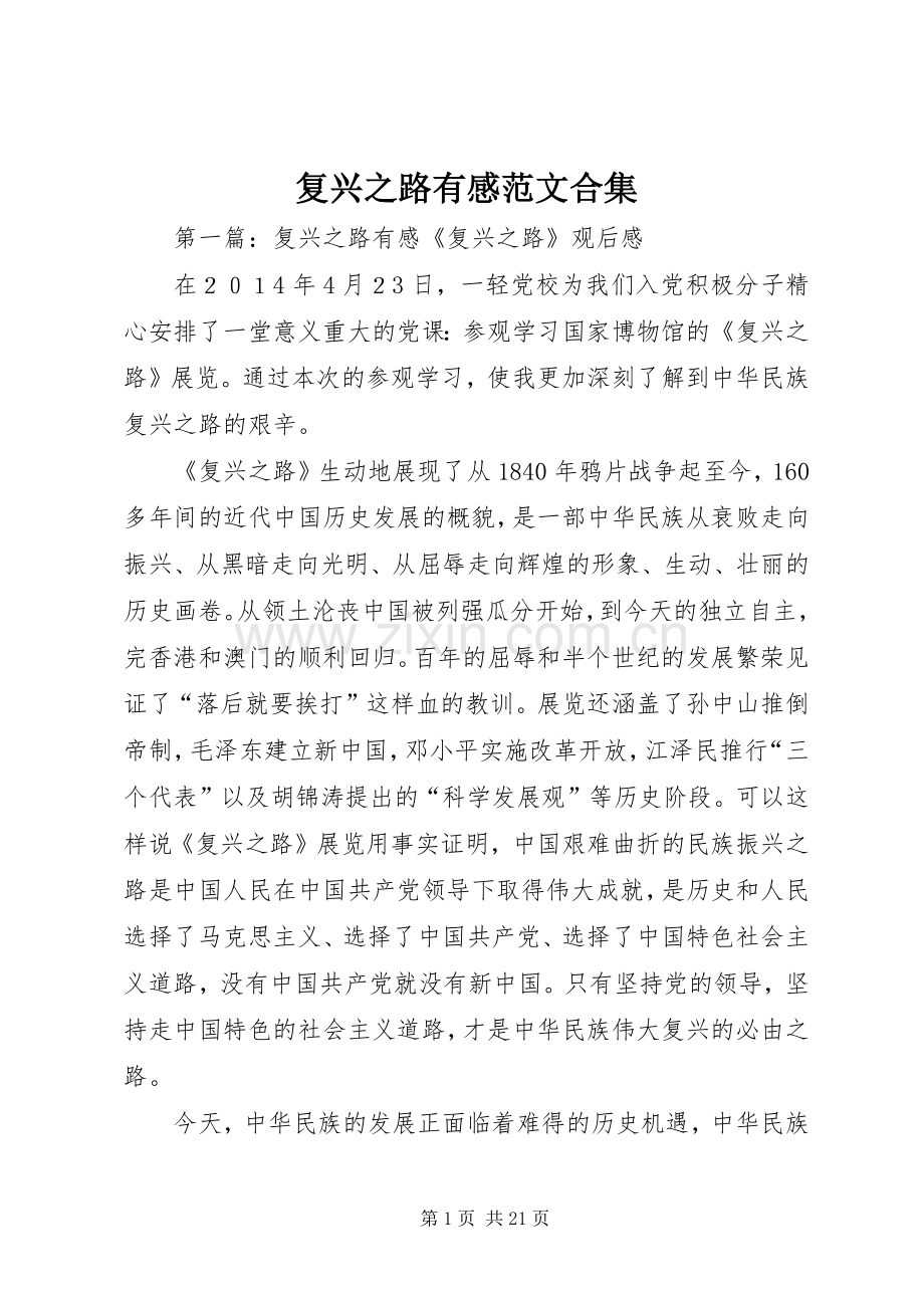 复兴之路有感范文合集.docx_第1页