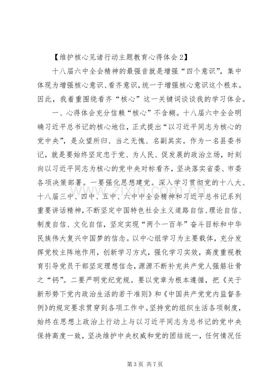 维护核心见诸行动主题教育心得体会三篇.docx_第3页