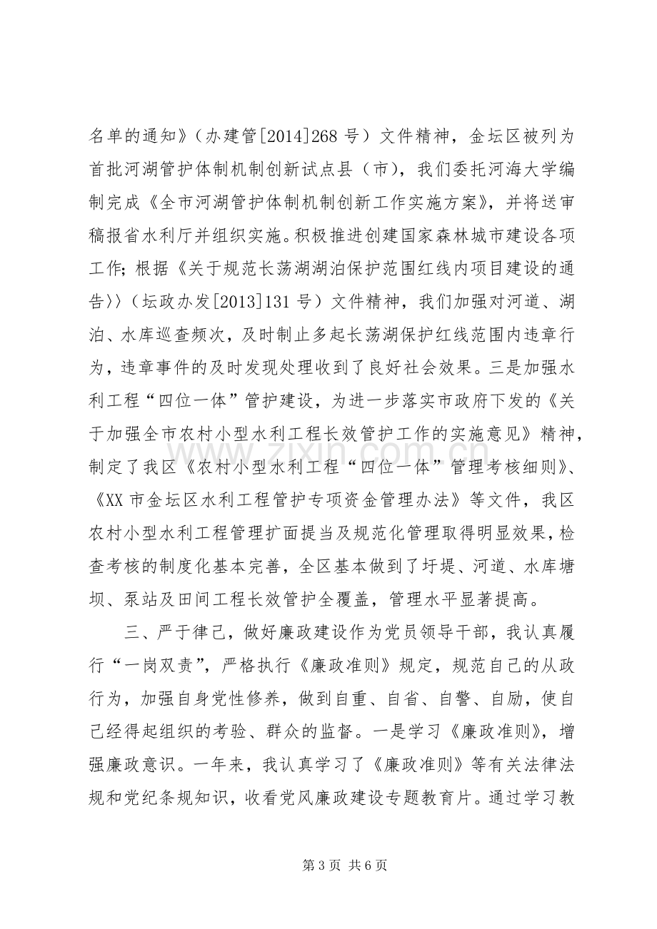 水利局副局长XX年度述职述廉述法述学报告.docx_第3页