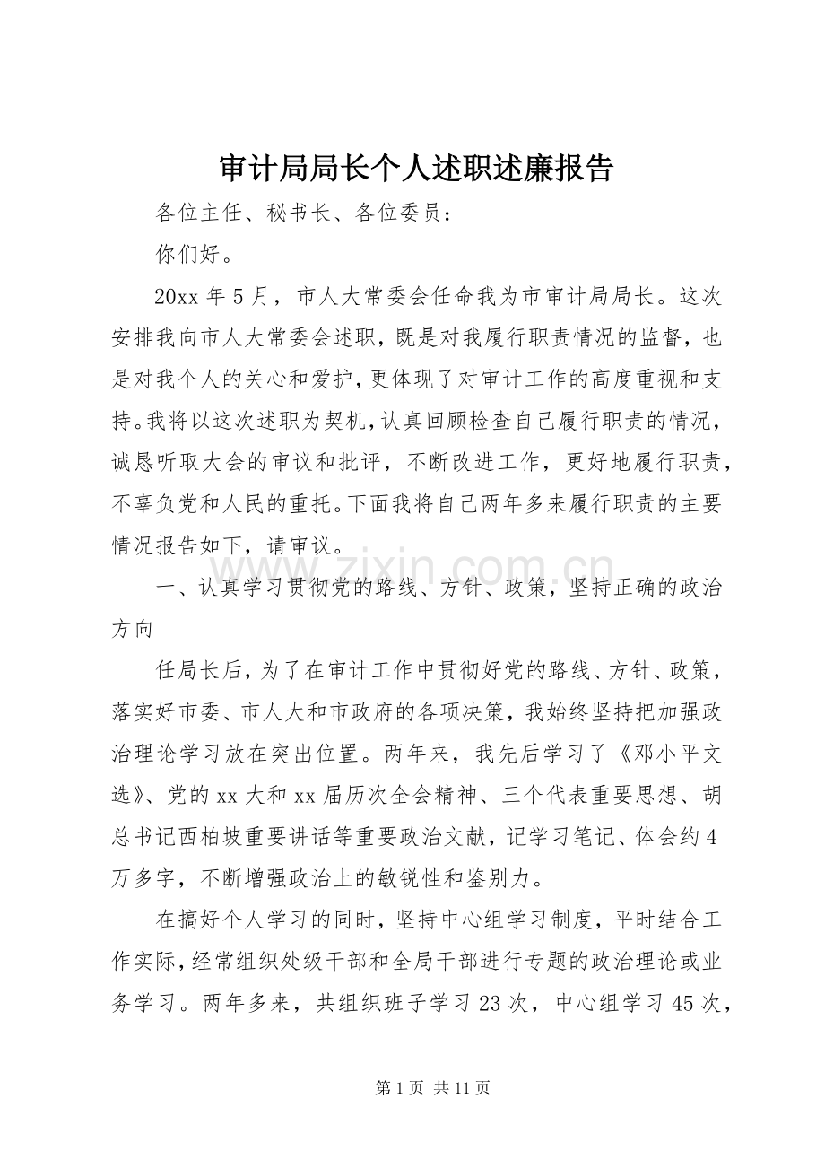 审计局局长个人述职述廉报告.docx_第1页