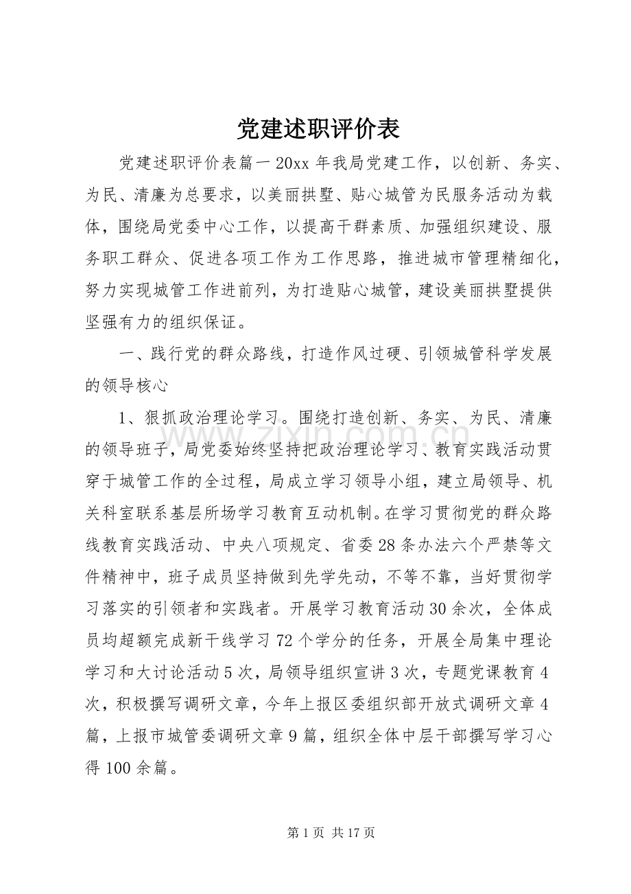 党建述职评价表.docx_第1页