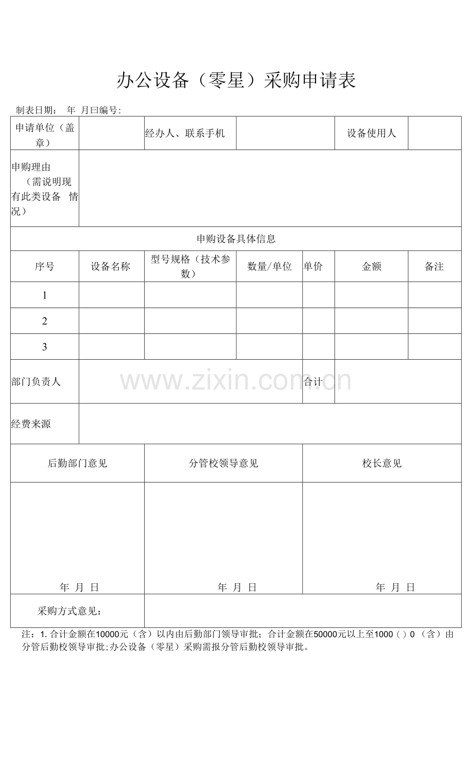 办公设备(零星)采购申请表.docx_第1页