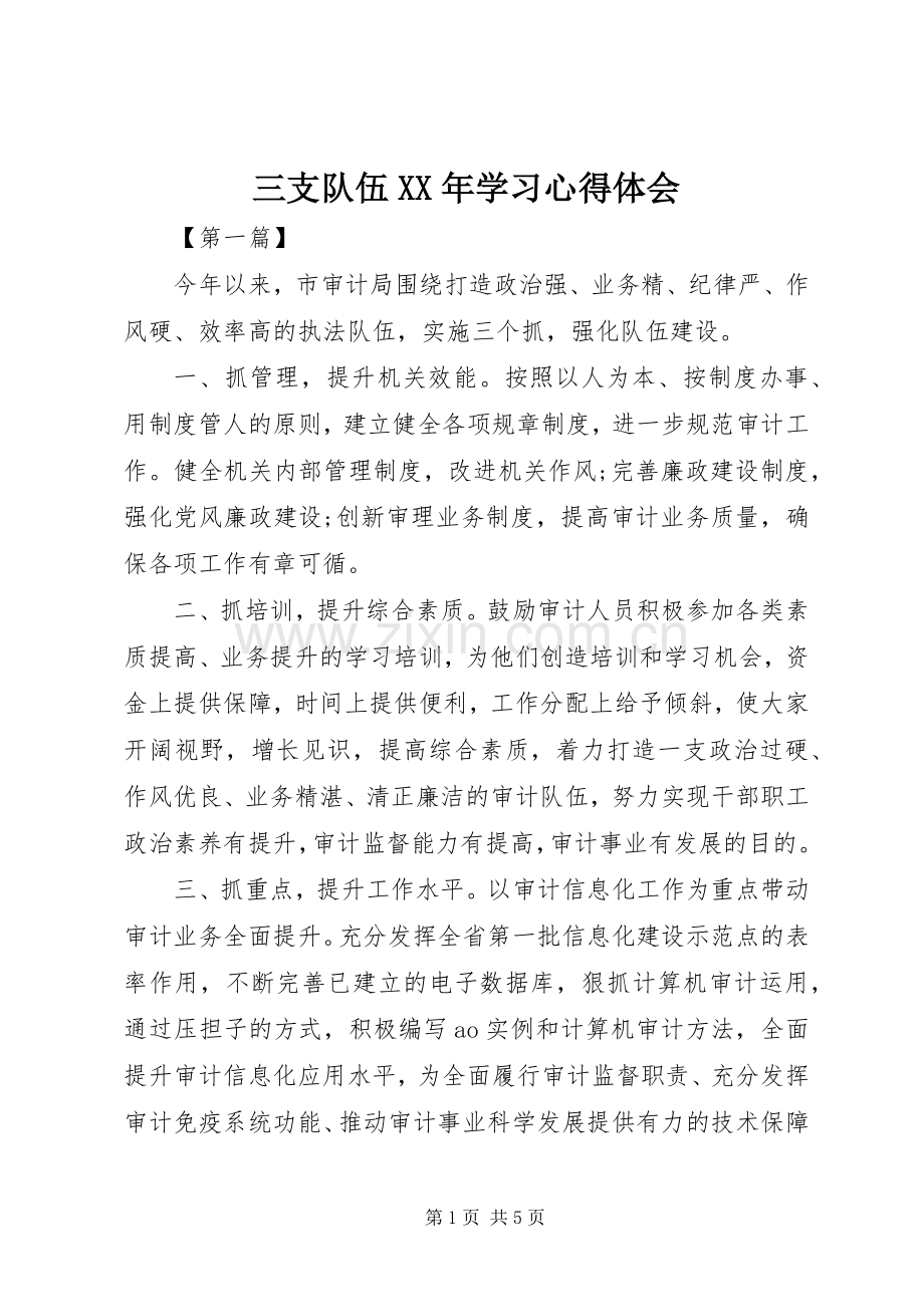 三支队伍XX年学习心得体会.docx_第1页