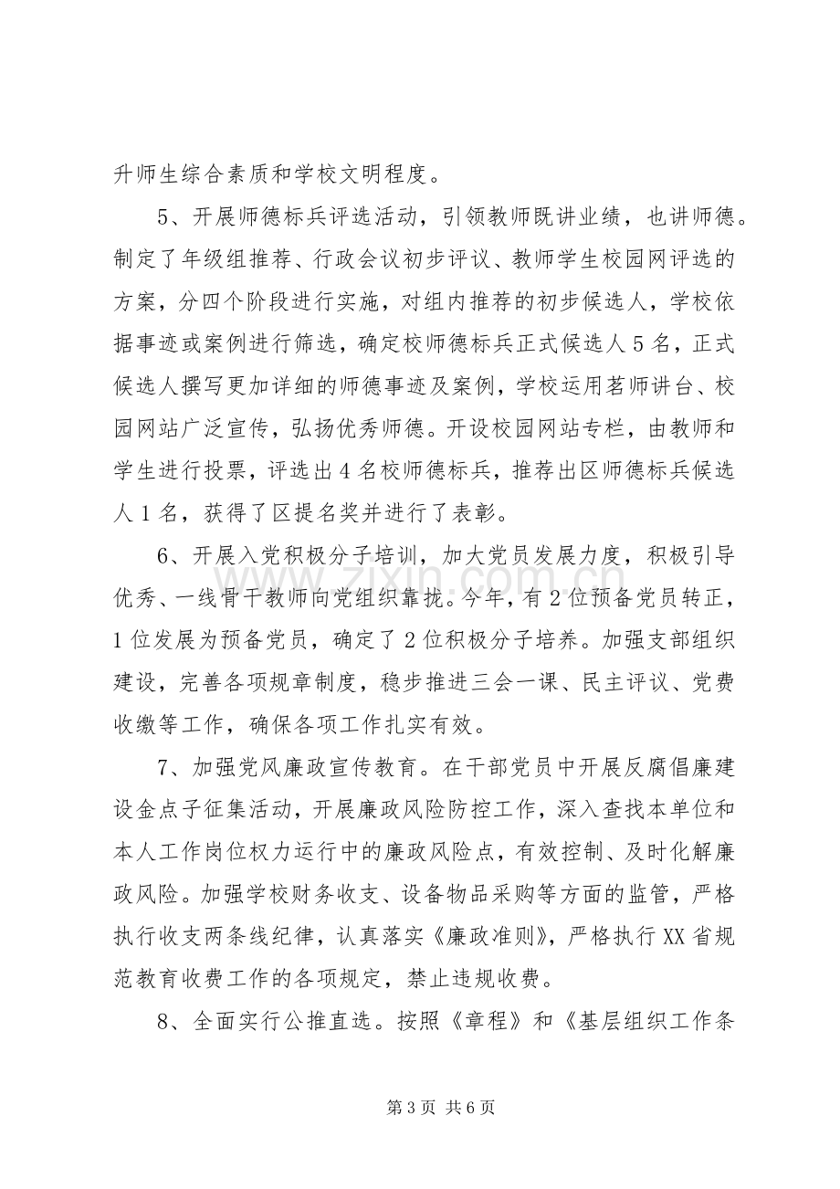 XX年度党支部书记述职述廉报告.docx_第3页