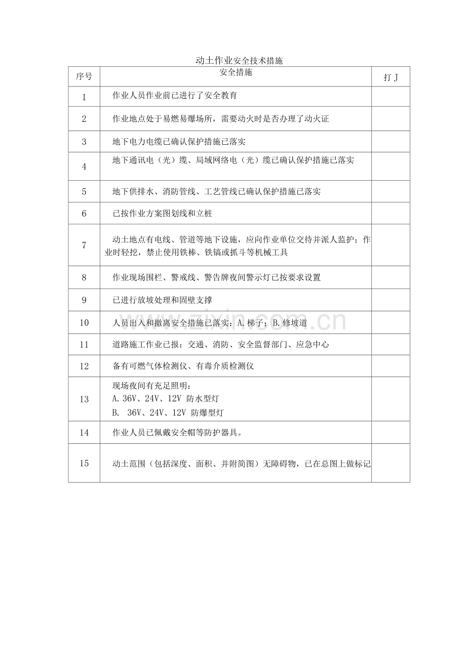 动土作业安全技术措施.docx_第1页