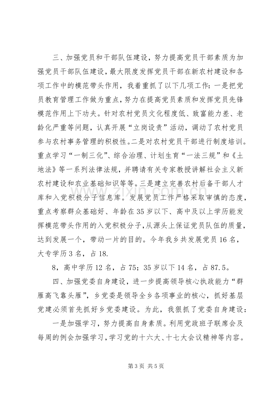 某乡党委书记党建工作述职报告.docx_第3页