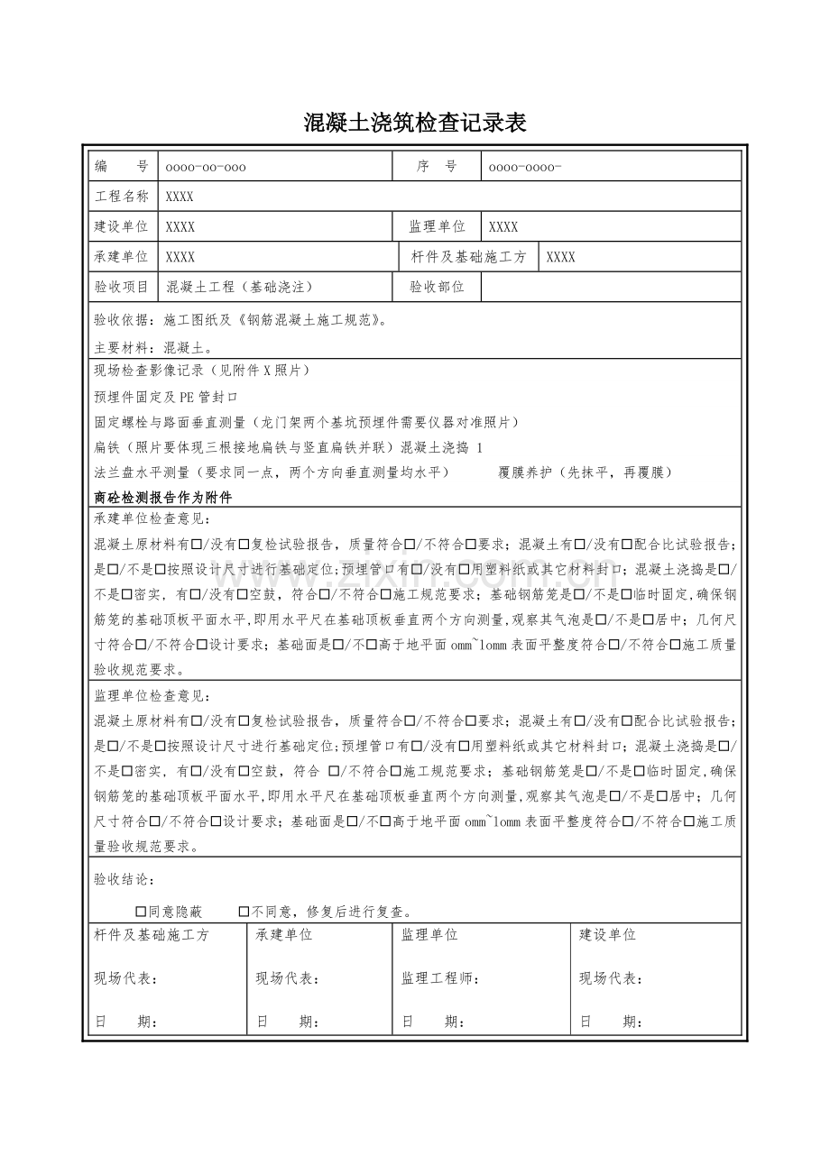 杆件基础土方开挖浇筑隐蔽工程地阻测试施工验收模板(全套).docx_第3页