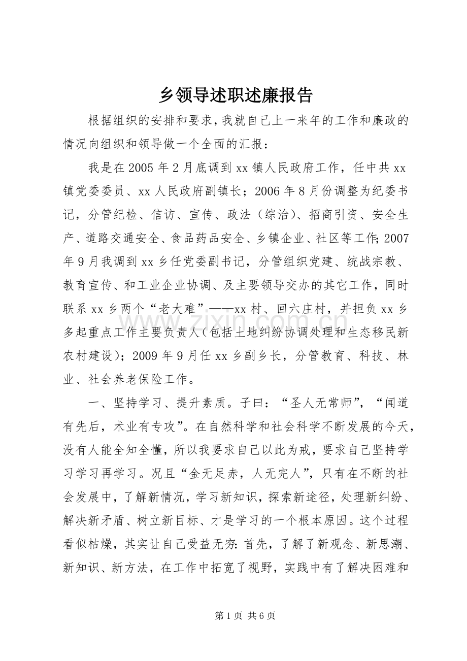 乡领导述职述廉报告.docx_第1页