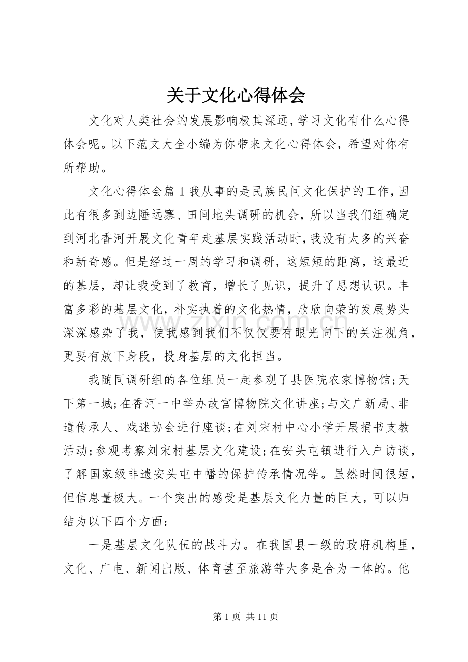 关于文化心得体会.docx_第1页