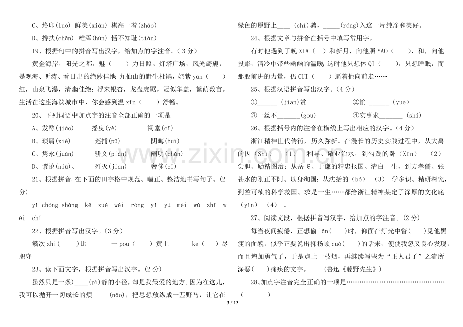 专题复习之字音字形练习.doc_第3页