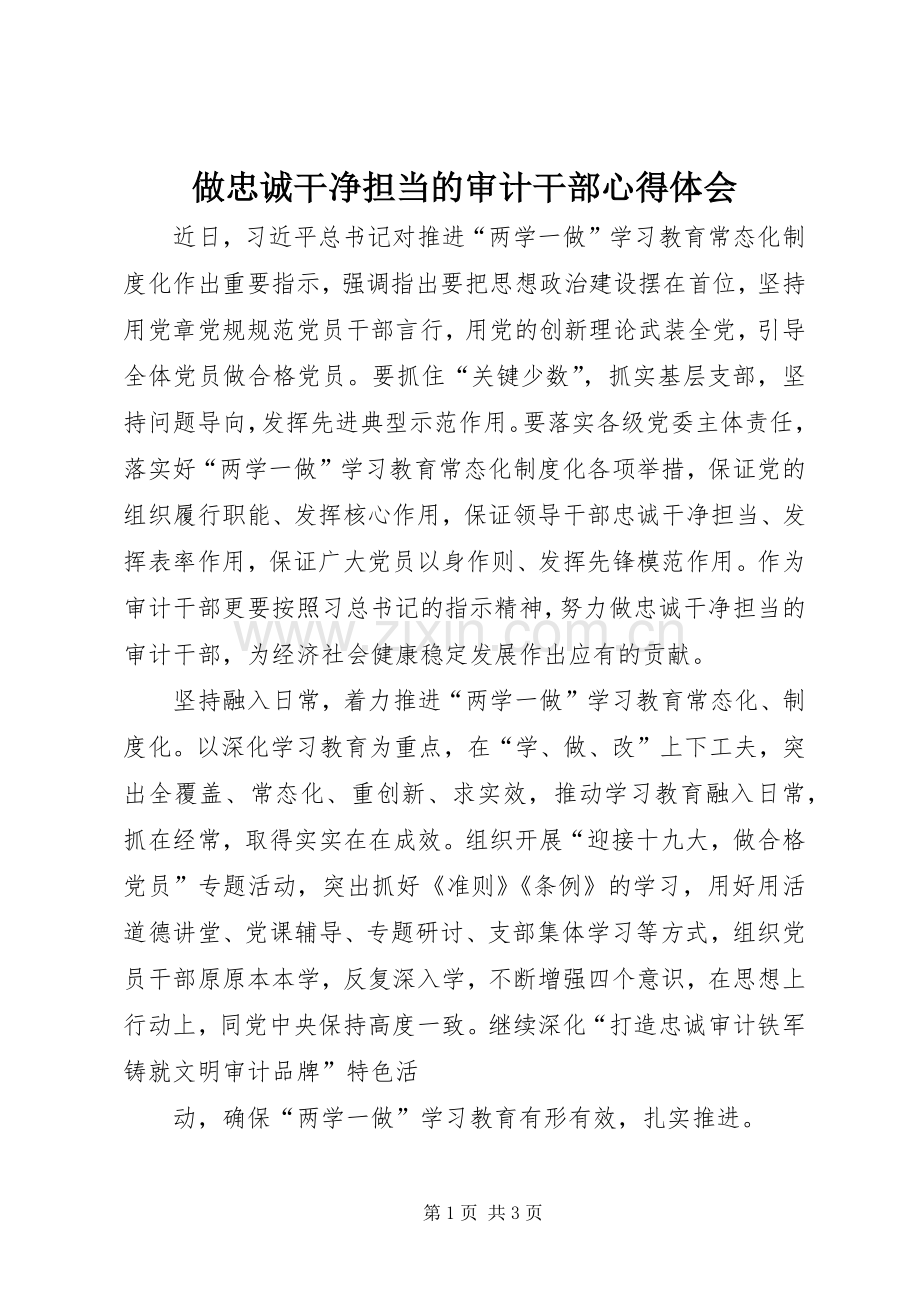 做忠诚干净担当的审计干部心得体会.docx_第1页