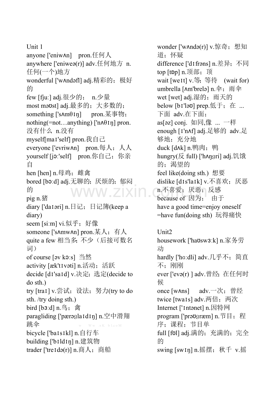 2013年人教版八年级英语上册单词及音标Unit1-10.doc_第1页