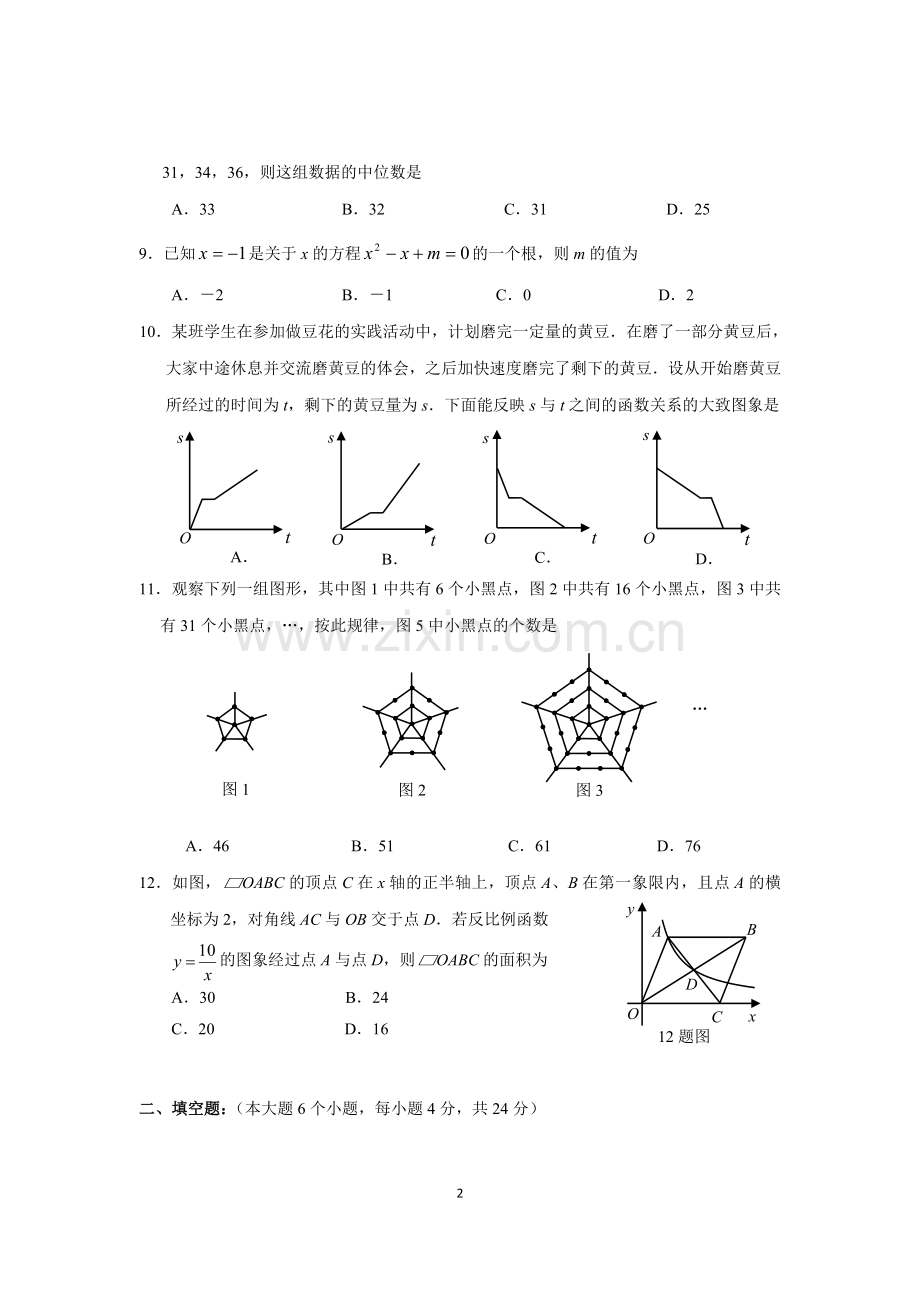 初2015级初三下数学试题1.doc_第2页