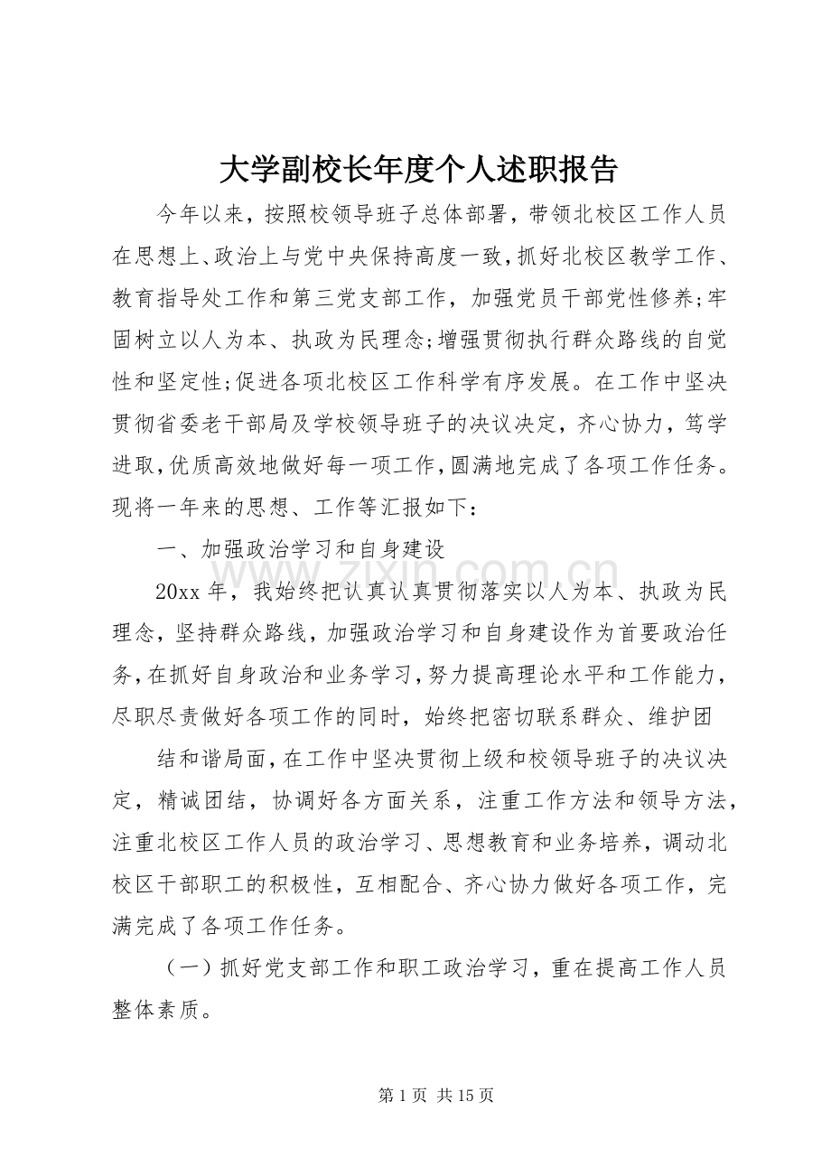 大学副校长年度个人述职报告.docx_第1页