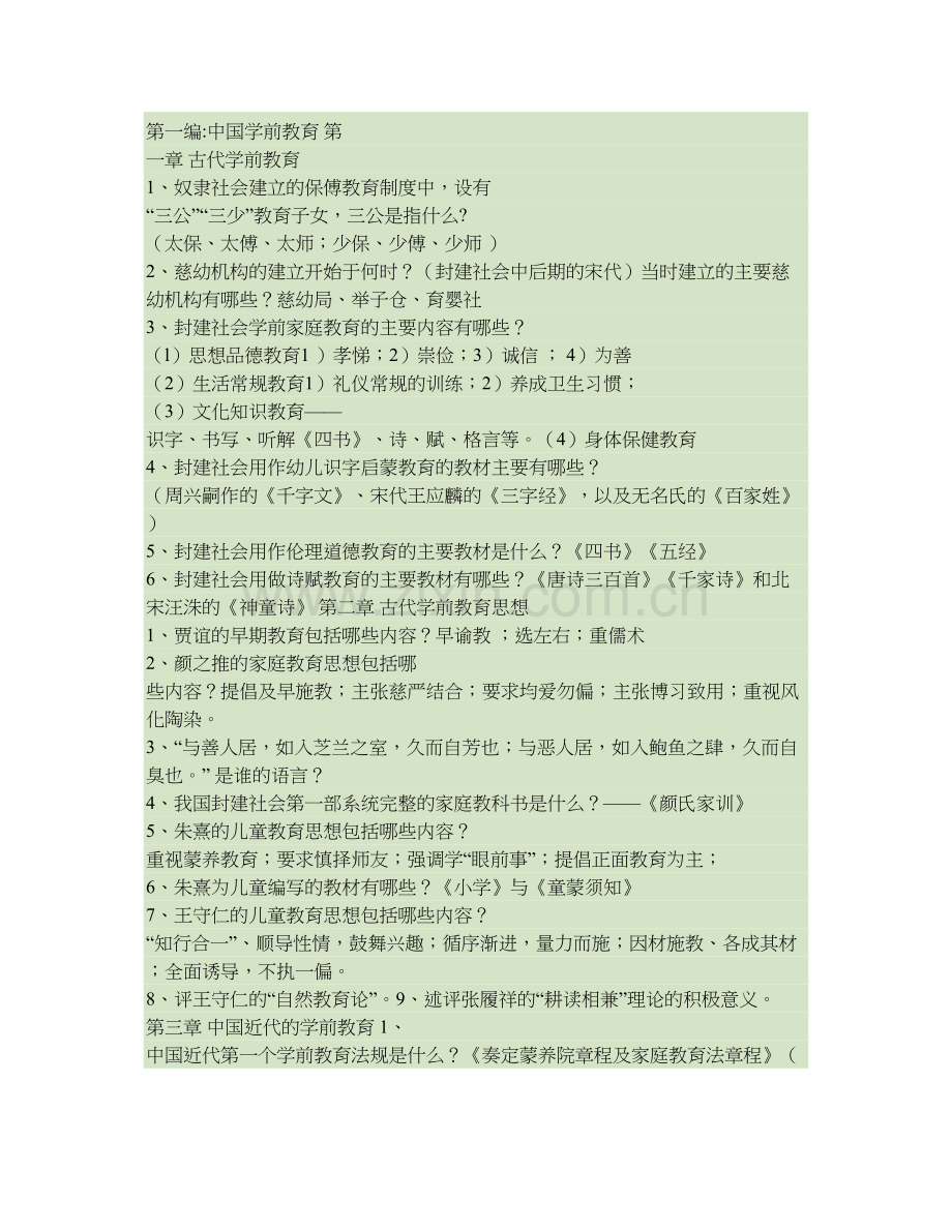 《中外学前教育史》总复习题及答案汇总(word文档良心出品).doc_第1页