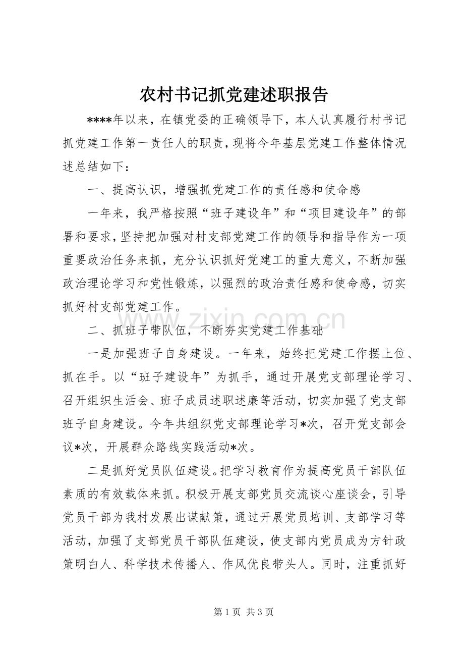 农村书记抓党建述职报告.docx_第1页