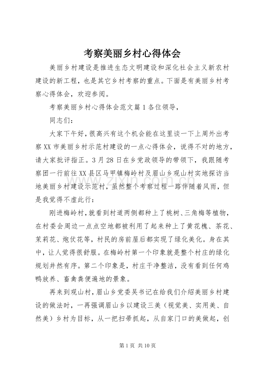 考察美丽乡村心得体会.docx_第1页