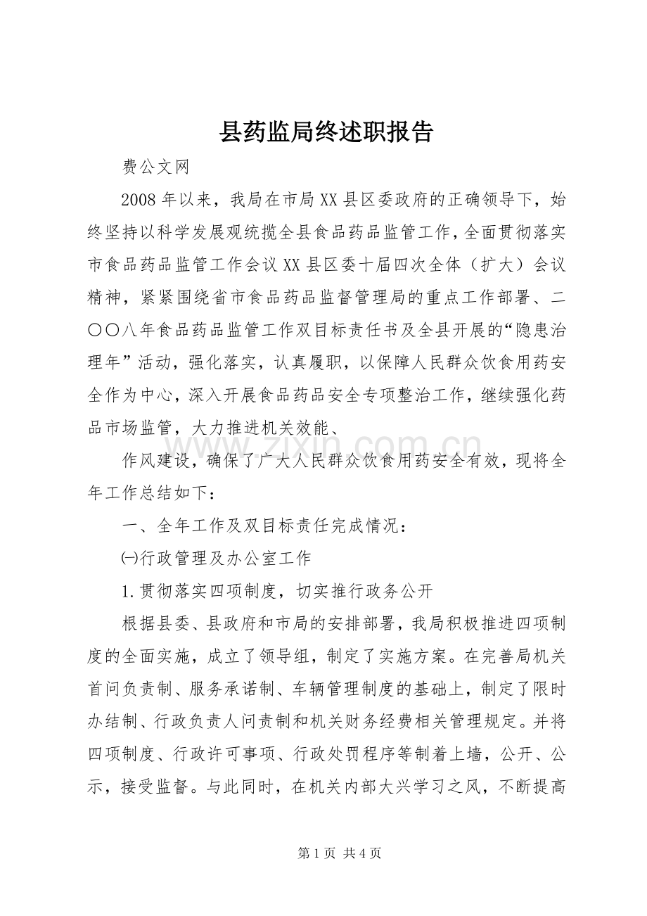 县药监局终述职报告.docx_第1页