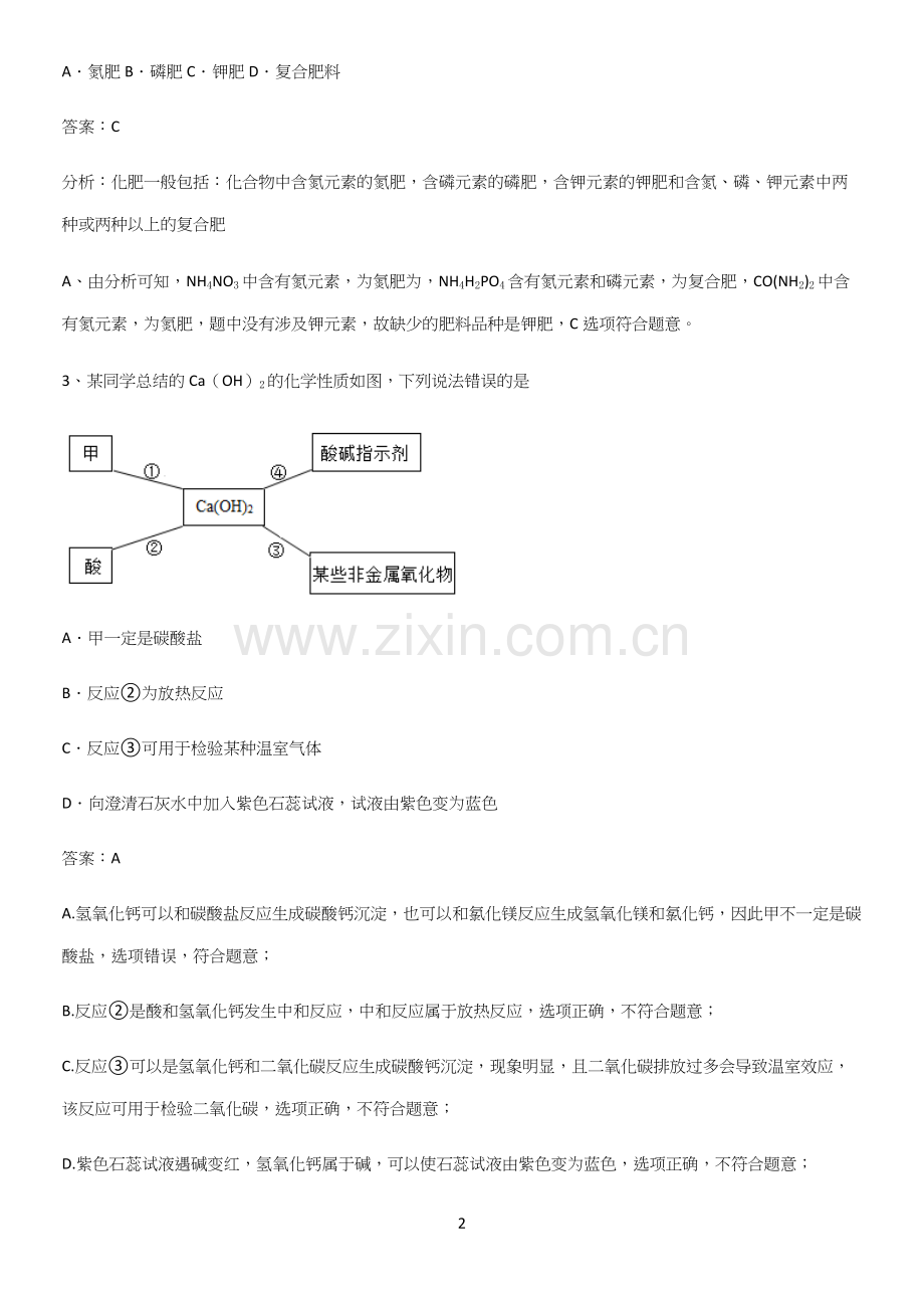 通用版初中化学九年级化学下册第十一单元盐化肥基础知识点归纳总结.docx_第2页