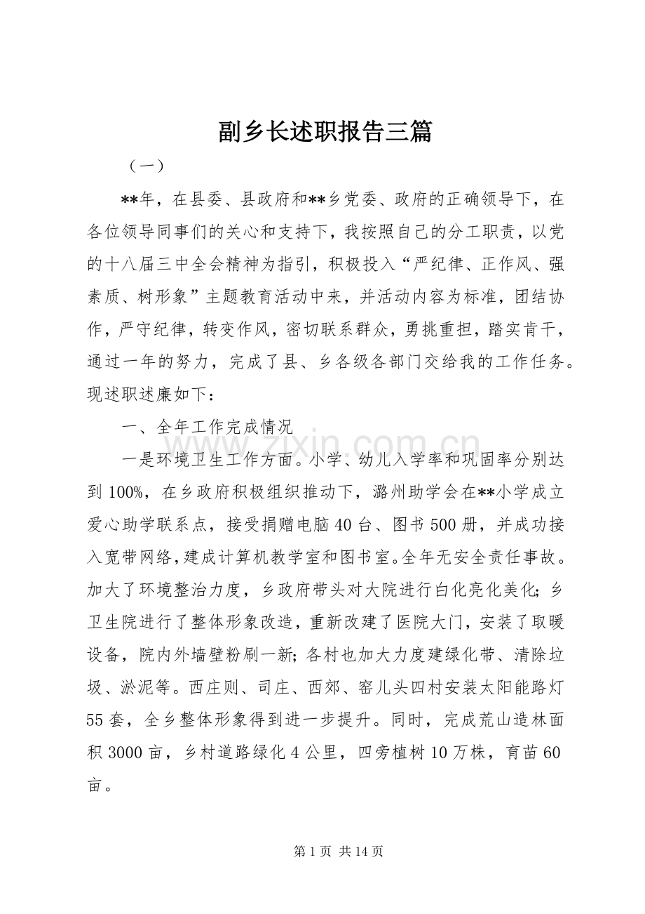 副乡长述职报告三篇.docx_第1页