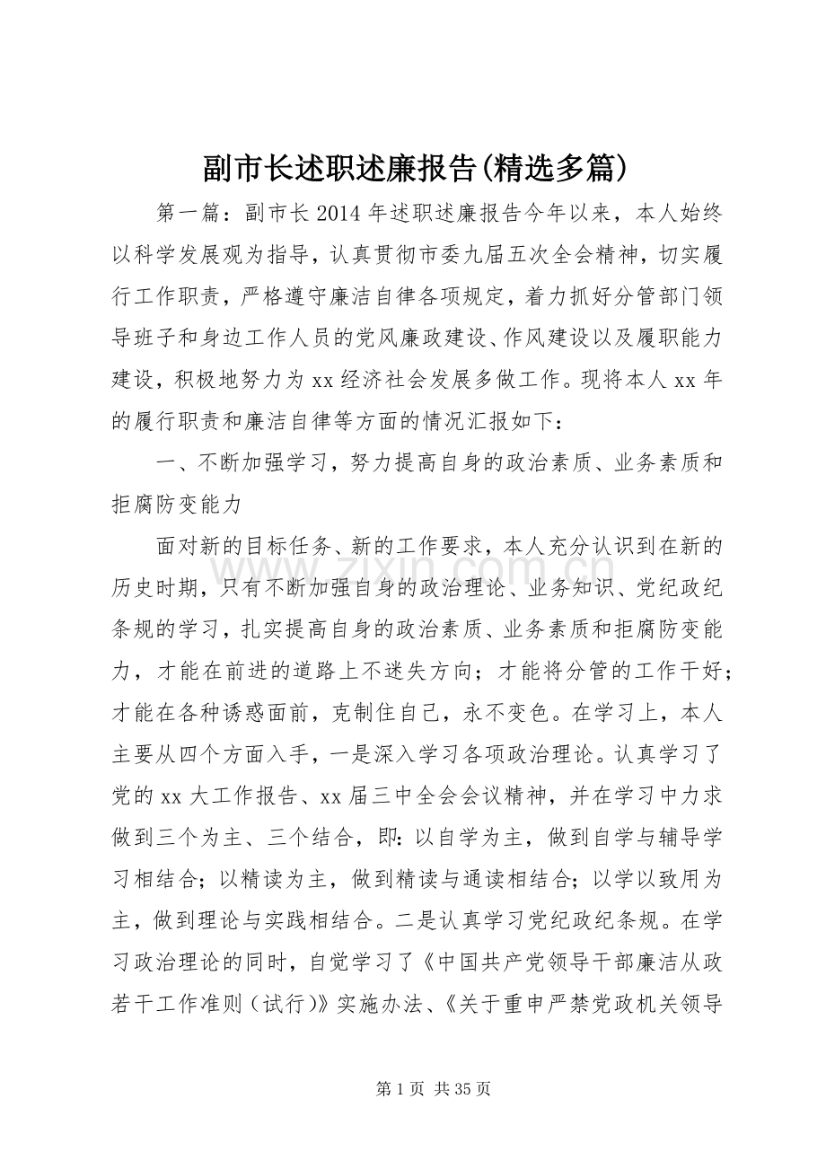 副市长述职述廉报告(多篇).docx_第1页