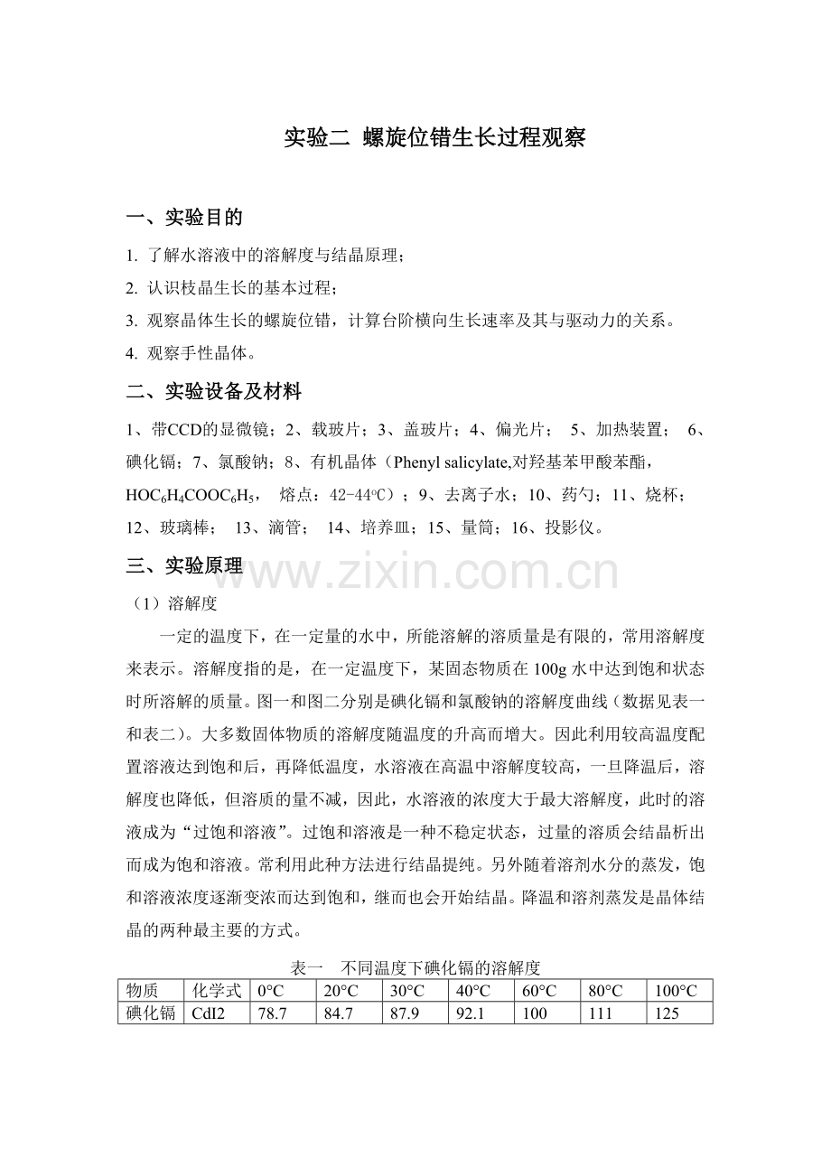 实验二 螺旋位错生长过程观察.doc_第1页