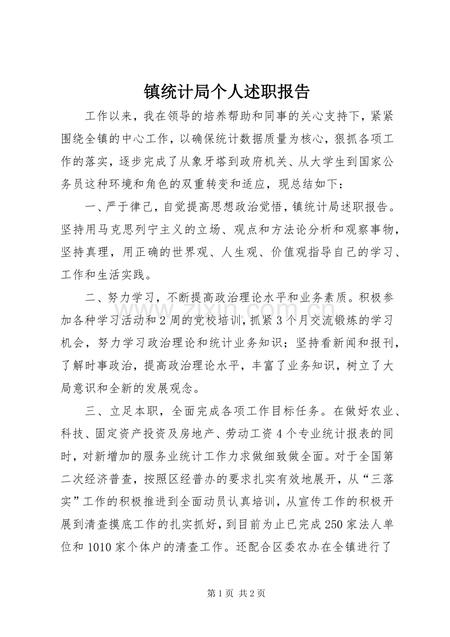 镇统计局个人述职报告.docx_第1页