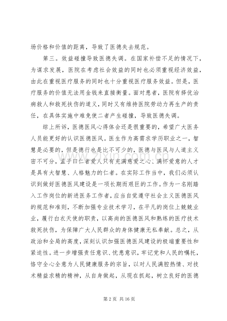 XX年关于医生医德医风心得体会.docx_第2页