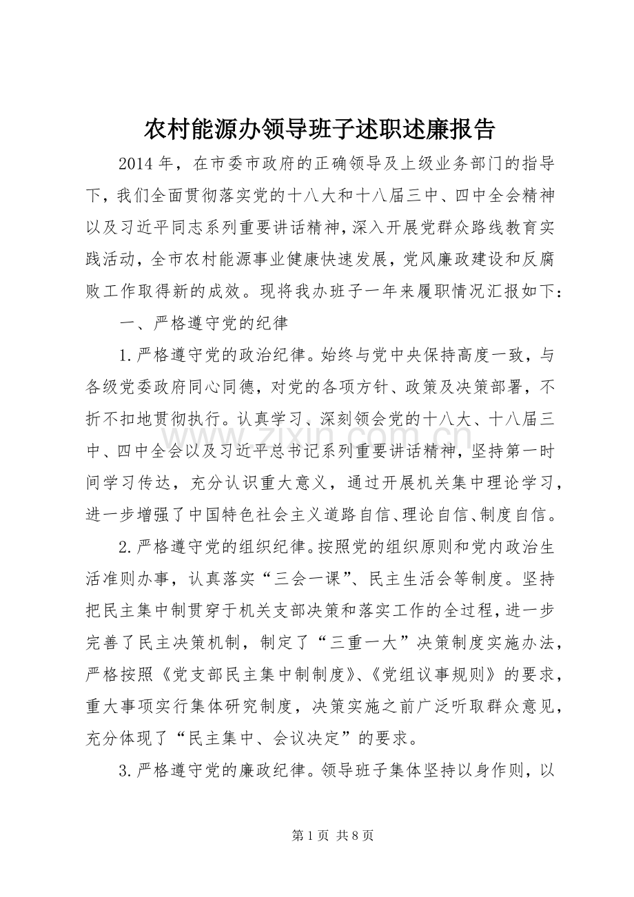 农村能源办领导班子述职述廉报告.docx_第1页