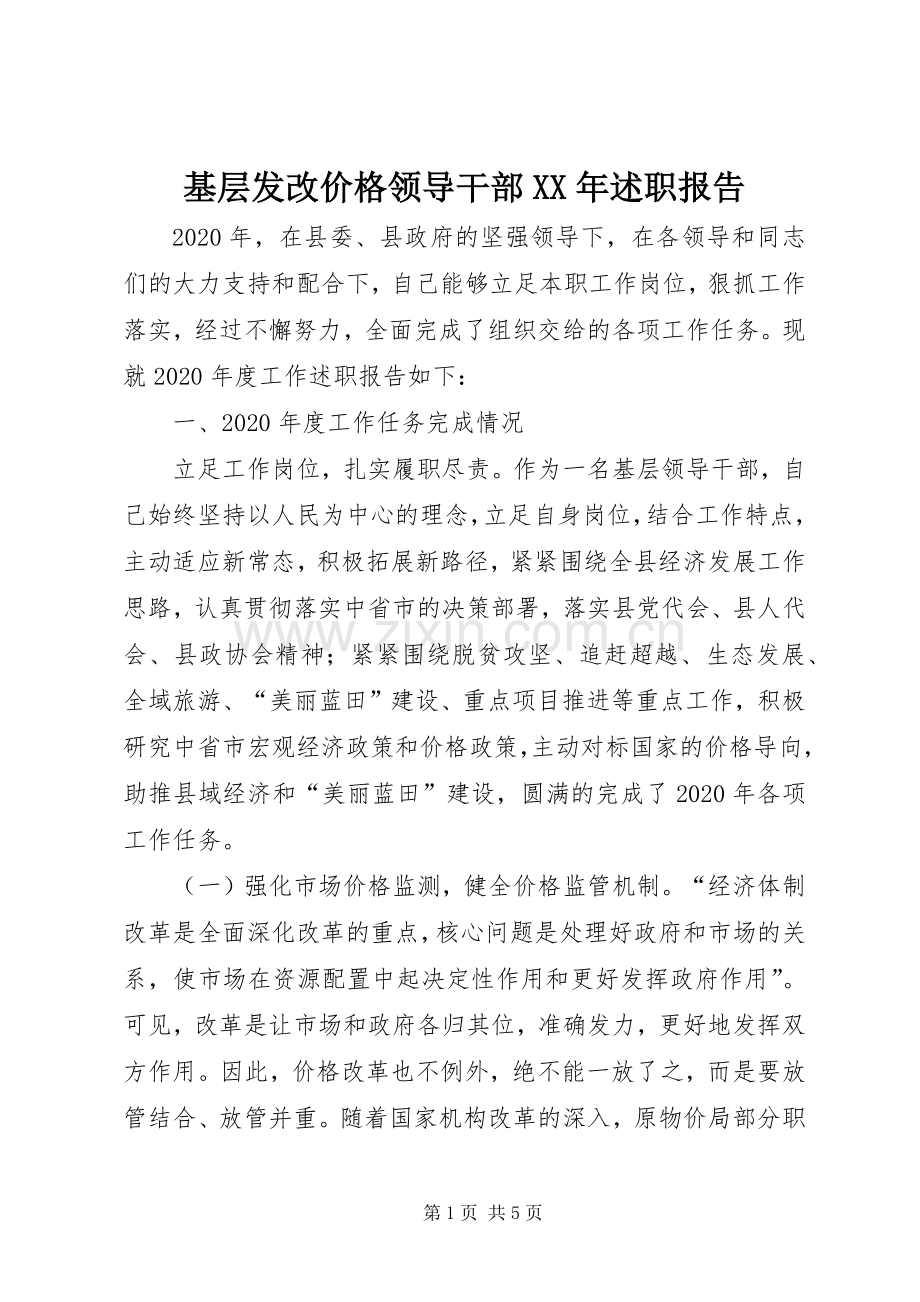 基层发改价格领导干部XX年述职报告.docx_第1页