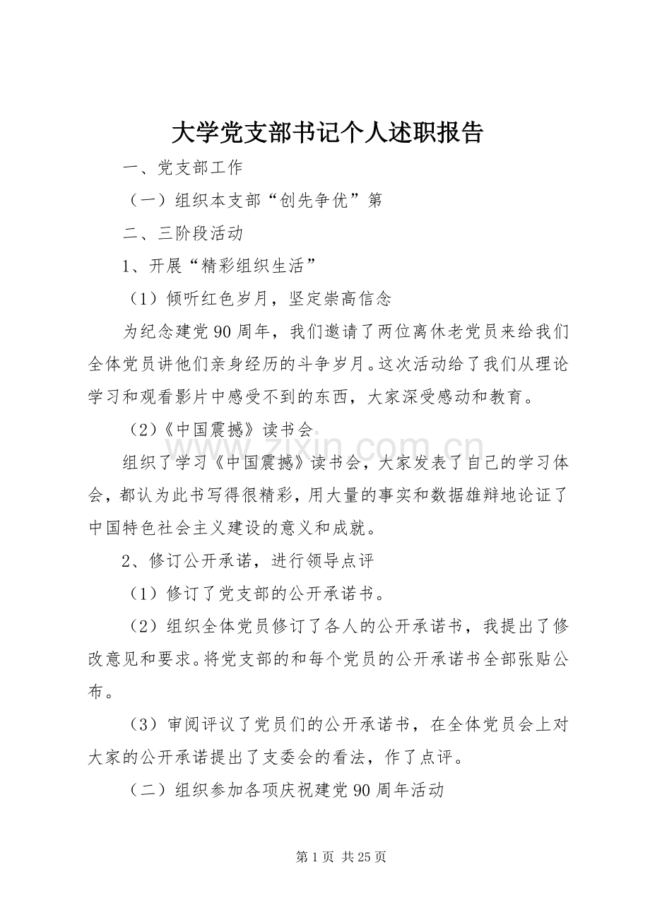 大学党支部书记个人述职报告.docx_第1页